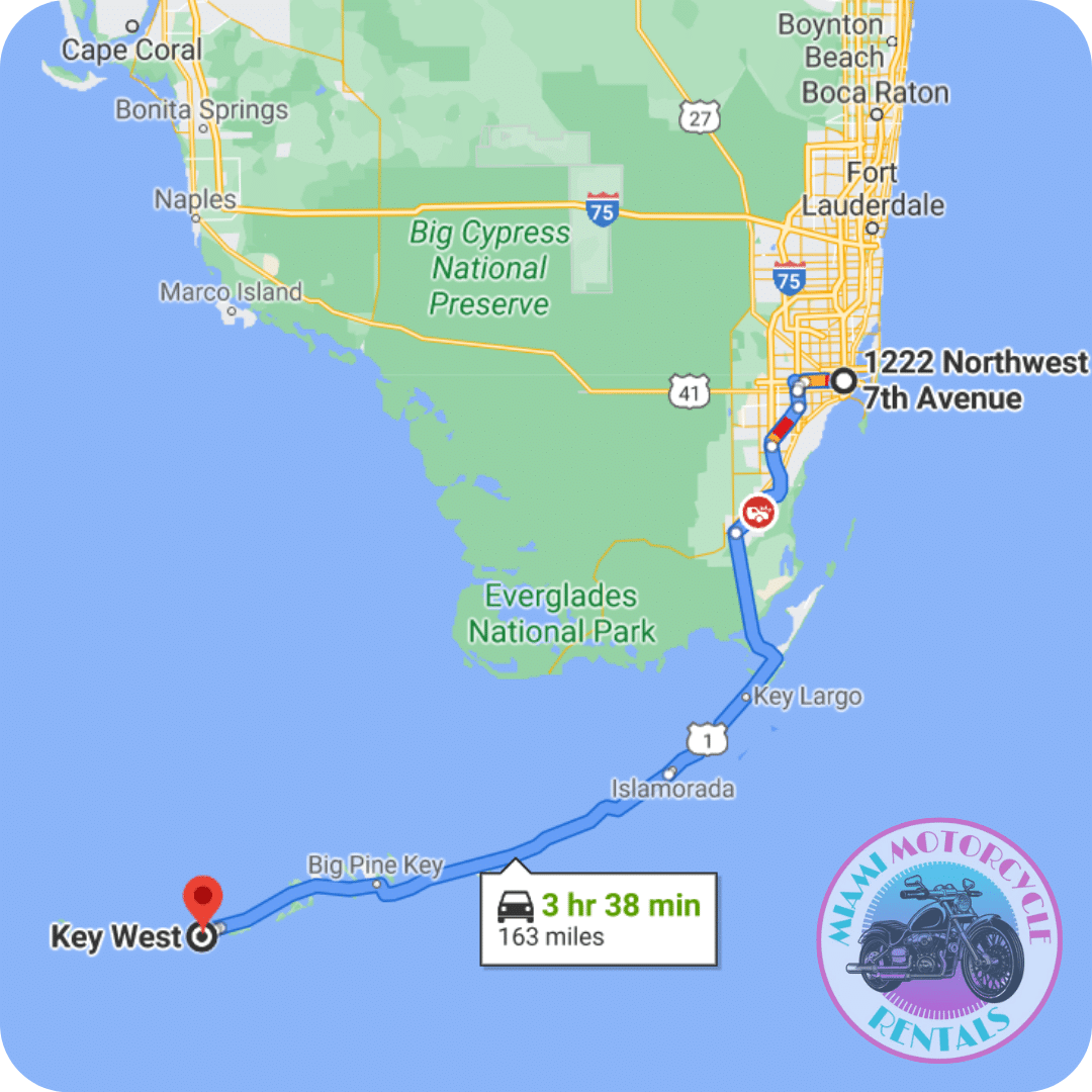 miami-to-key-west-motorcycle-route-map